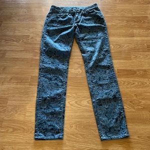 Floral Print Prana Mid Rise Stretch Skinny Corduroy Jeans size 4